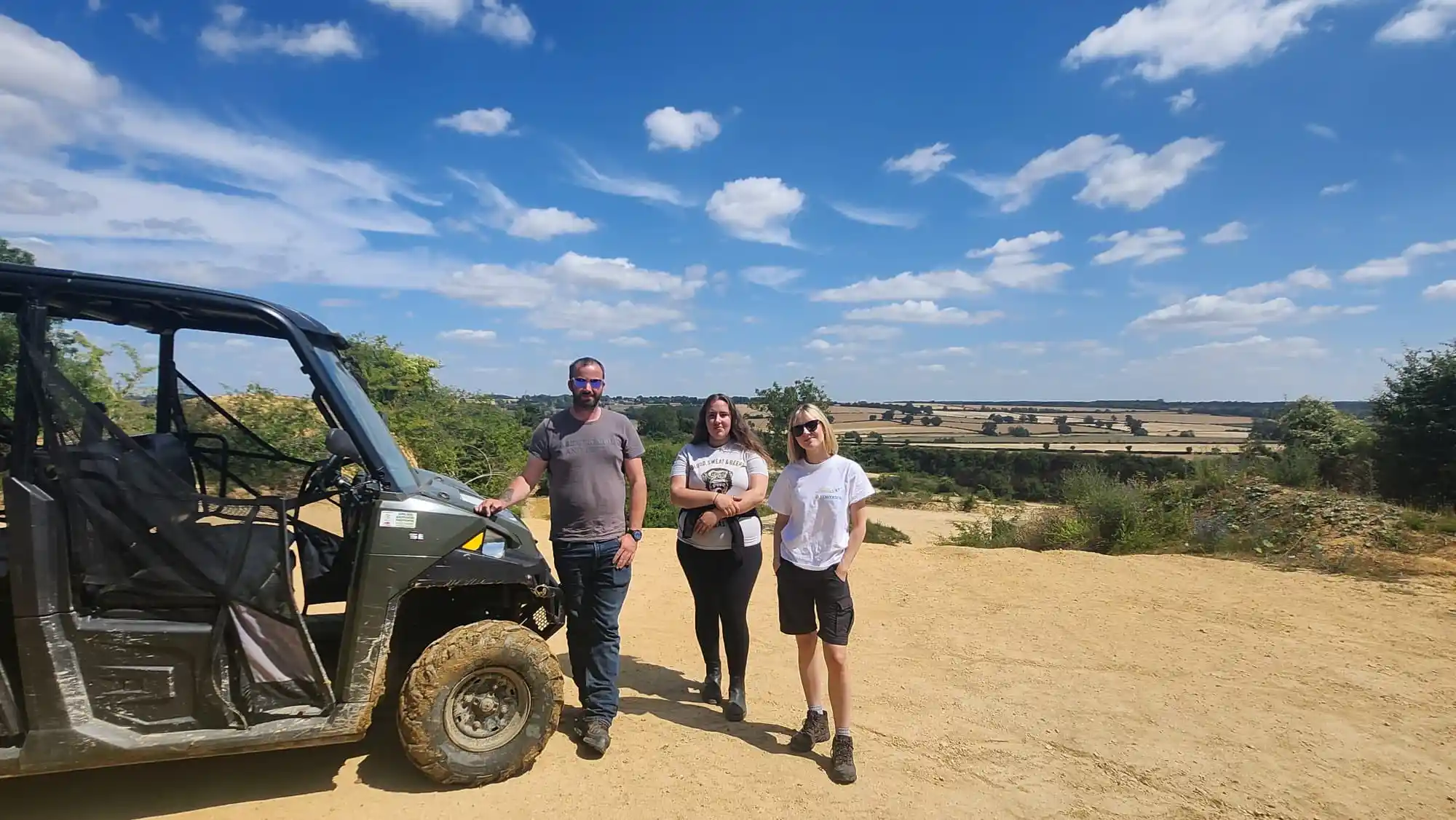Omnia Digital Farming team standing beside a UTV during Lantra Operator training with Beyond Driving near Peterborough