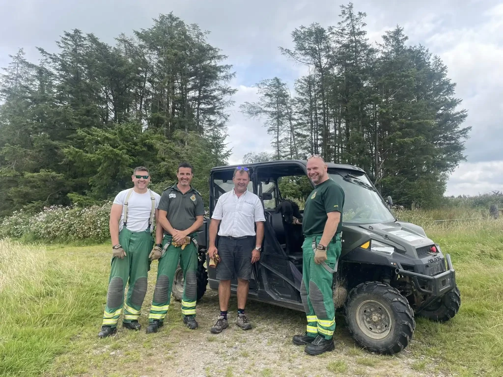 Welsh Ambulance Services HART team posing with Beyond Driving instructor after completing Polaris and winch course