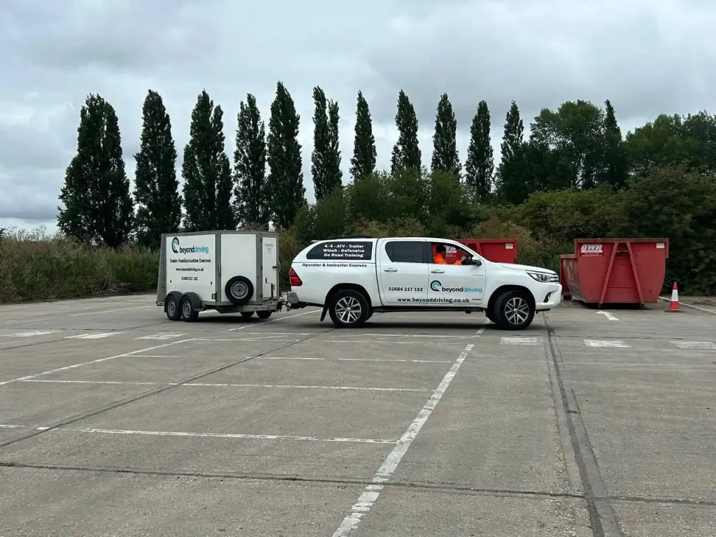Beyond Driving reversing trailer into marked area during practical towing session
