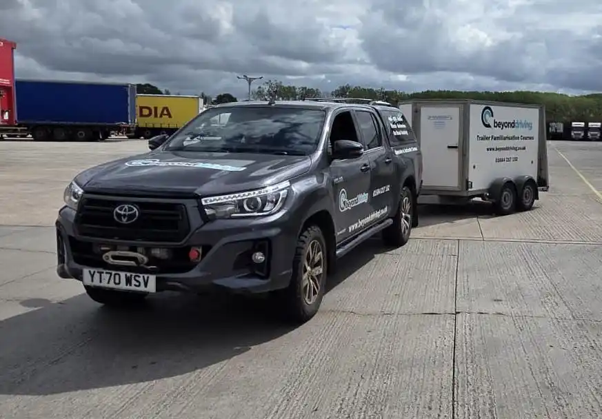 Beyond Driving trailer familiarisation course with enclosed trailer and 4x4 pickup