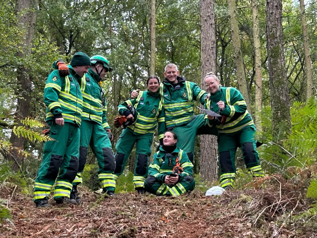 London Ambulance Service HART team gathered for a field briefing with Beyond Driving instructor during winch and Polaris refresher training. 6. HART team coordinating off-road recovery