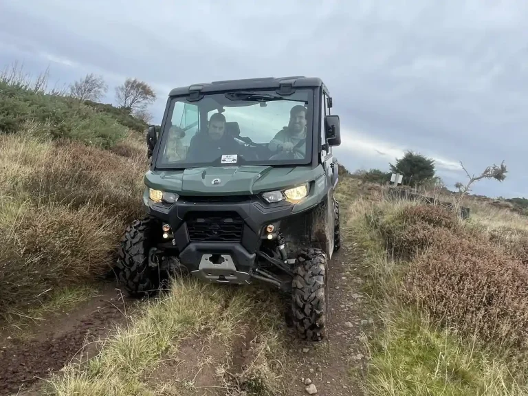 Lantra UTV training in Scotland with Beyond Driving instructor guiding operator on off-road track near Glenrothes, Fife