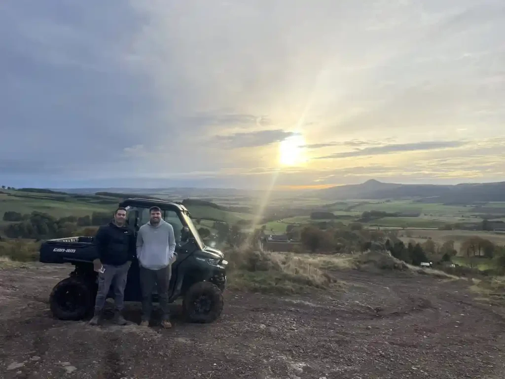 Can-Am utility terrain vehicle parked overlooking the Fife countryside during Lantra ATV and UTV training in Scotland