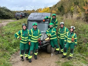 NHS HART team during Beyond Driving off-road instructor training with UTV vehicle
