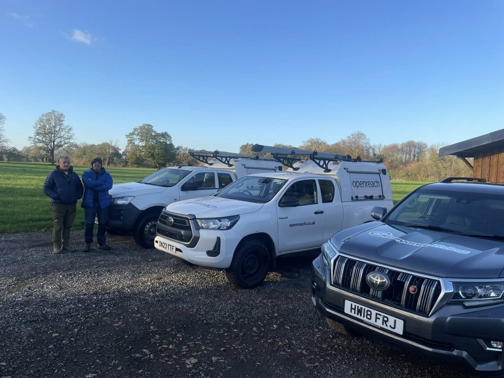 Beyond Driving instructors with BT Openreach 4x4 vehicles at the Congleton off-road training site