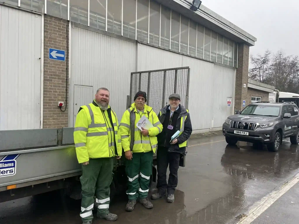 Worcester City Council operators with Beyond Driving instructor during Lantra trailer handling training at council depot