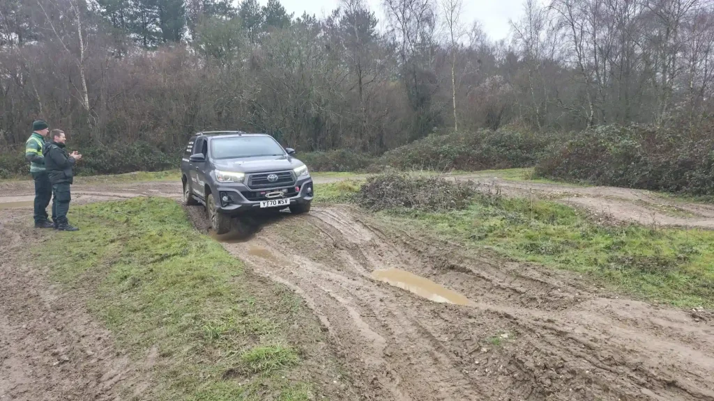 Beyond Driving delivering Qualsafe Level 4 instructor training to NHS HART team in challenging off-road conditions