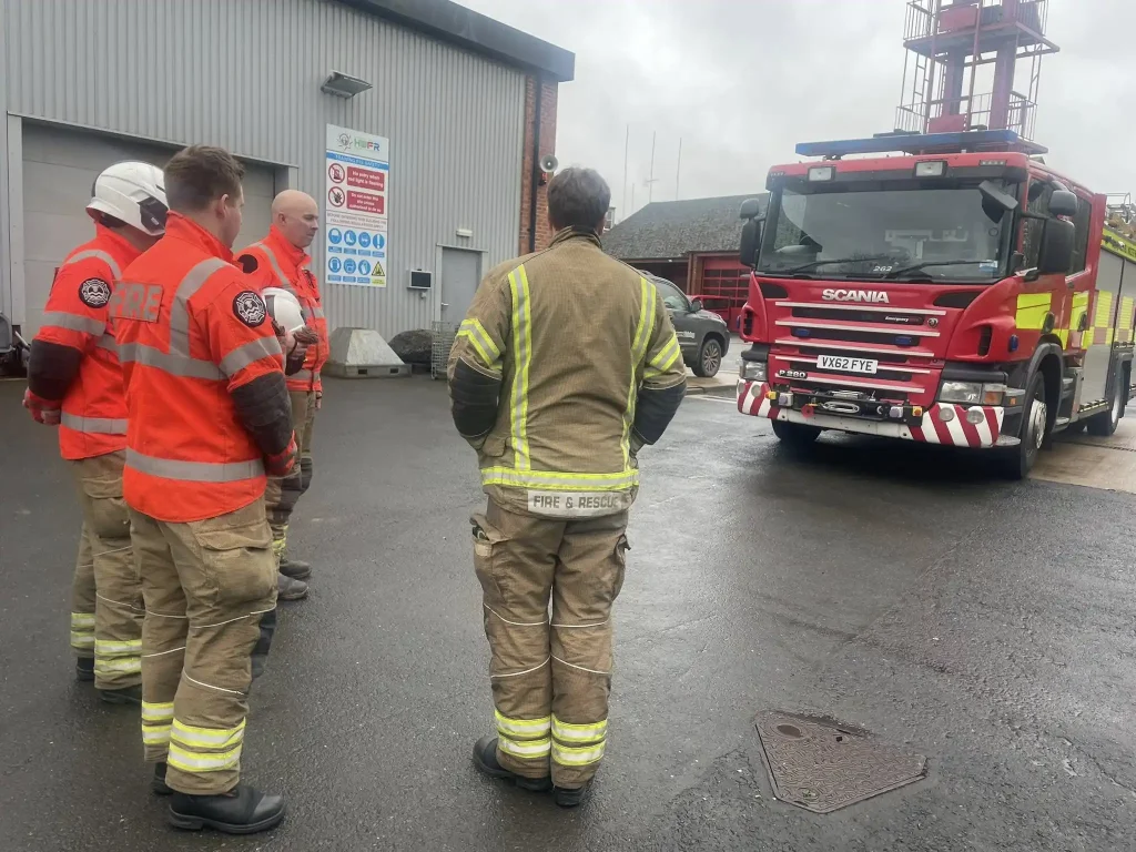 Hereford and Worcester Fire and Rescue personnel observing winch recovery demonstration during instructor training course