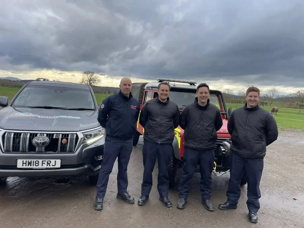Beyond Driving instructors and Hereford and Worcester Fire and Rescue personnel following winch instructor training