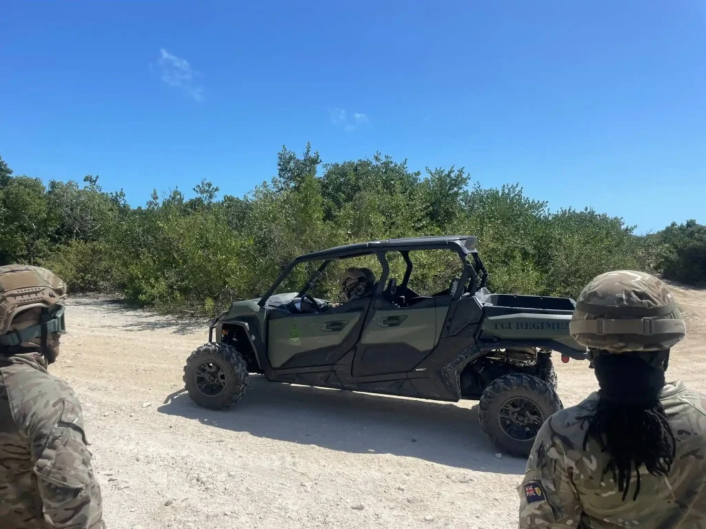 Lantra UTV driver training with side-by-side vehicle during off-road training in the Turks and Caicos Islands.