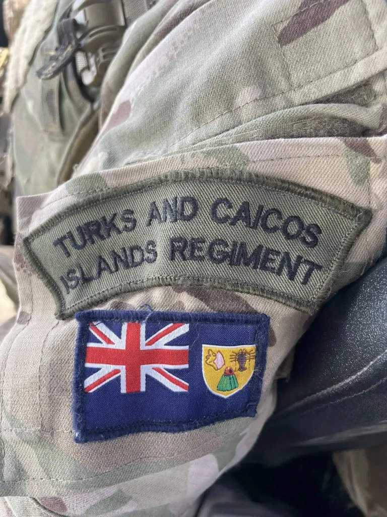 urks and Caicos Islands Regiment uniform patch during driver training