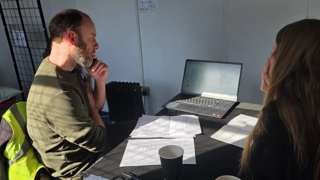 Instructor candidate completing classroom training during 4x4 driving instructor course in North Wales