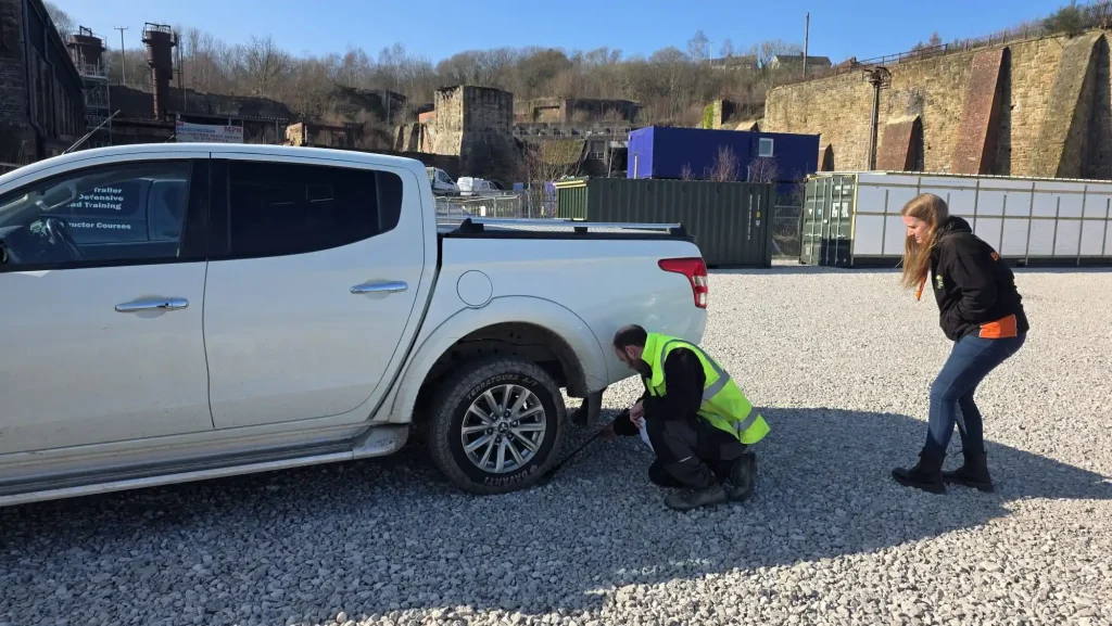 Practical recovery and vehicle safety checks during Beyond Driving instructor training course