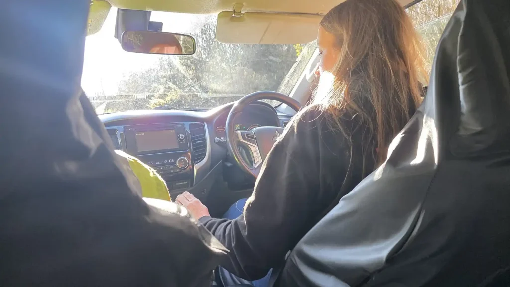 Instructor candidate practising vehicle control during 4x4 driving instructor training course