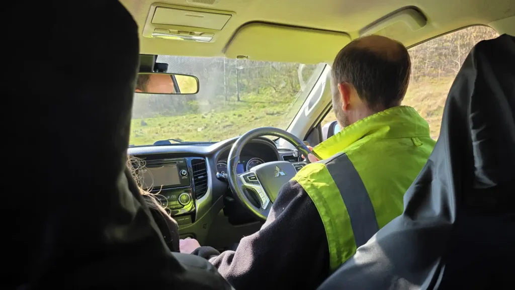 Beyond Driving instructor demonstrating off-road driving techniques during instructor development course