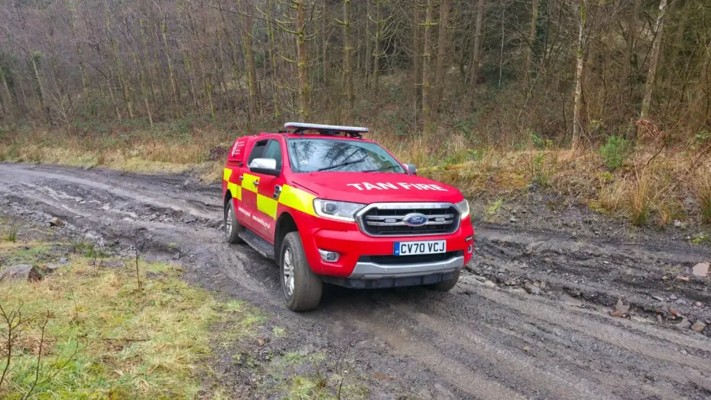 Mid and West Wales Fire and Rescue off-road vehicle during training