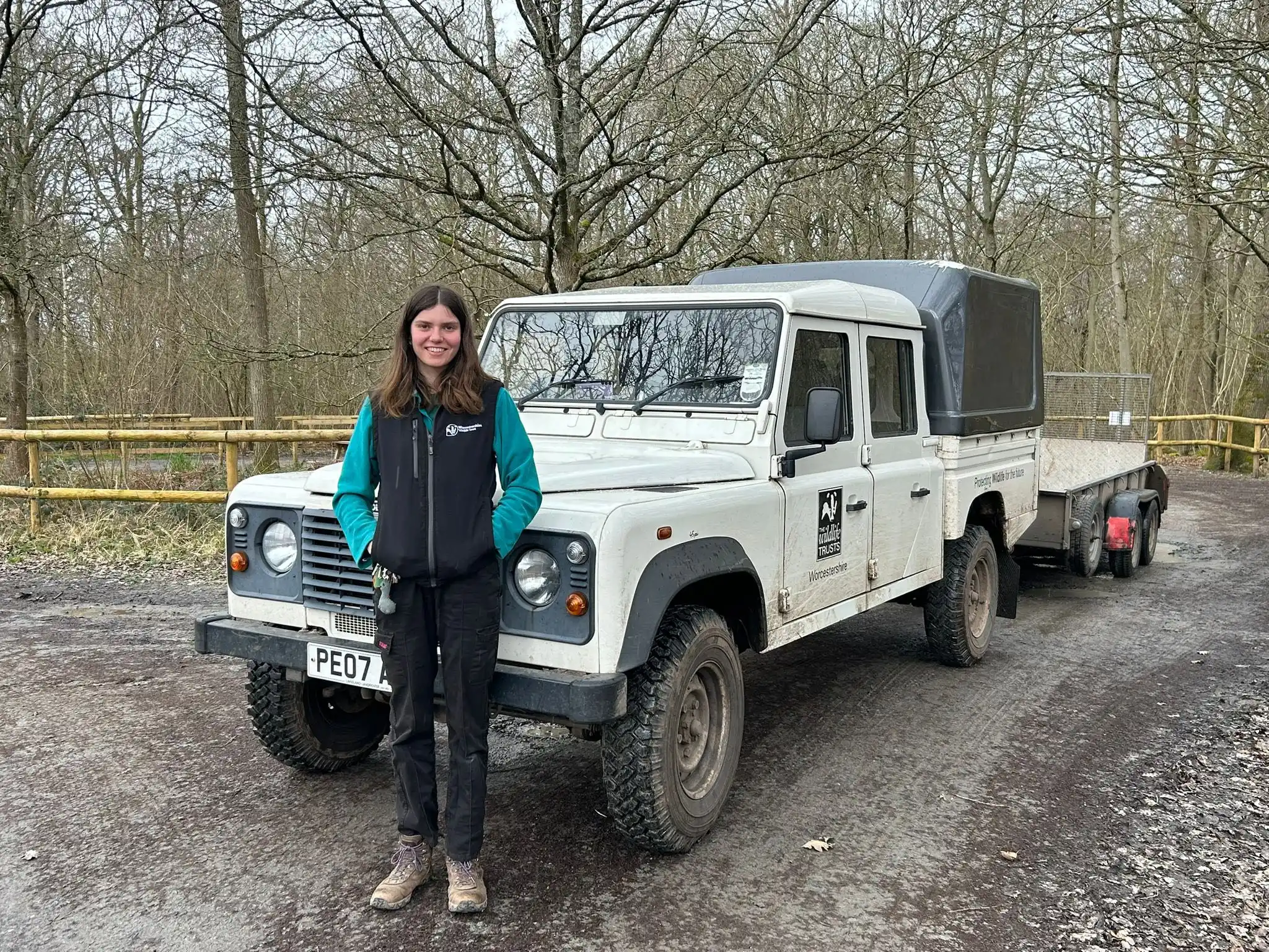 Wildlife Trust staff vehicle and trailer training in rural environment