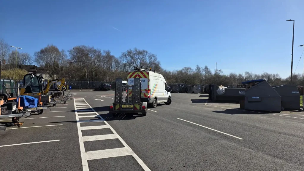 Trailer reversing exercise in industrial yard Midlands training course
