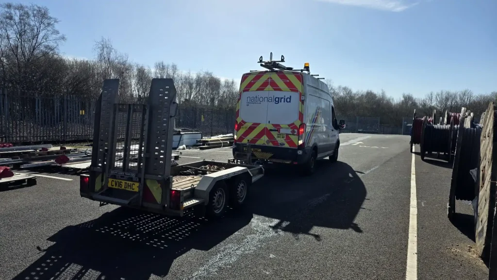 National Grid trailer handling training Midlands depot yard