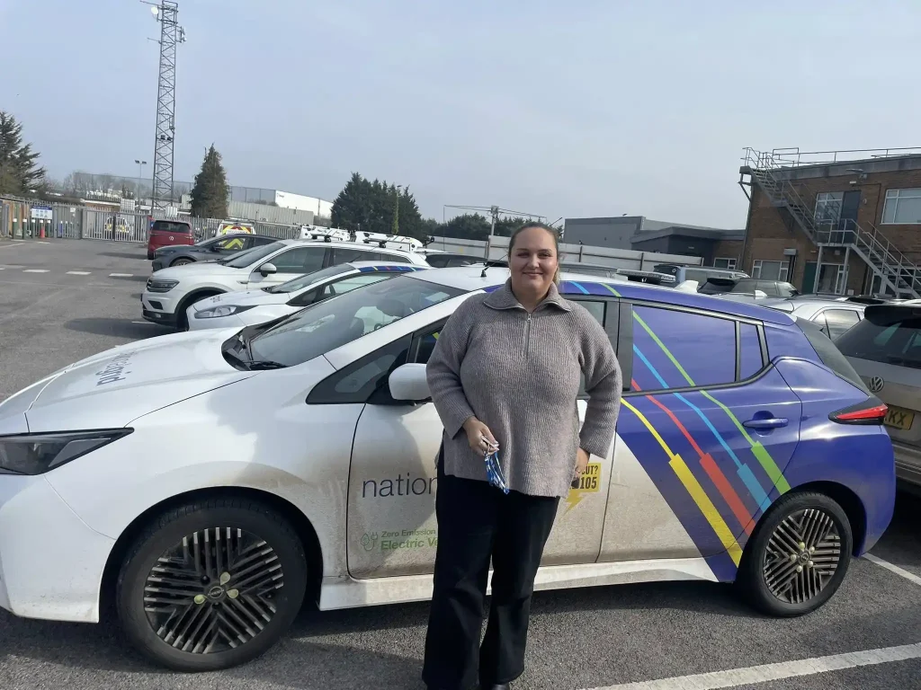 National Grid driver assessment Gloucester electric fleet vehicle