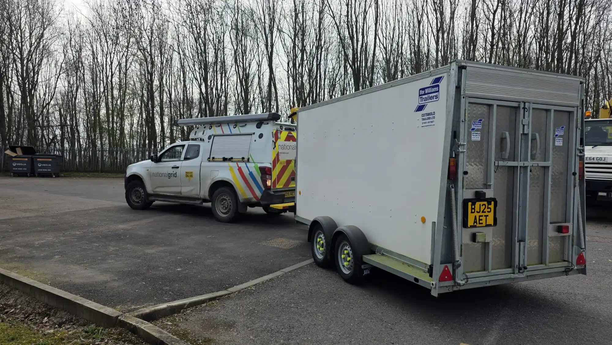 National Grid van towing trailer during Lantra training in Derby