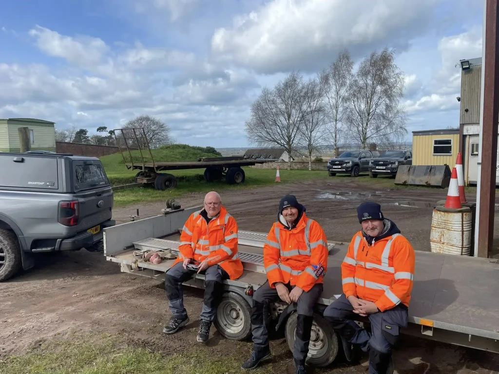Candidates seated on trailer during Lantra training break
