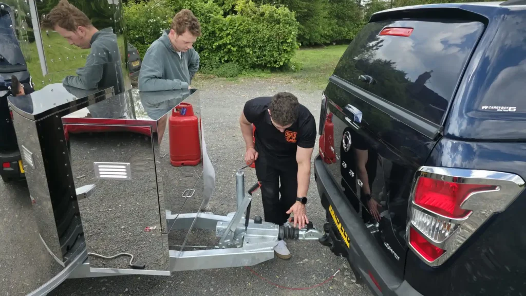 Beyond Driving instructor demonstrating trailer coupling during Lantra Trailer Handling training for Truck It near Bicester