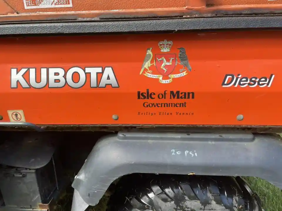 Close-up of Visit Isle of Man Government Kubota diesel UTV used during operator training