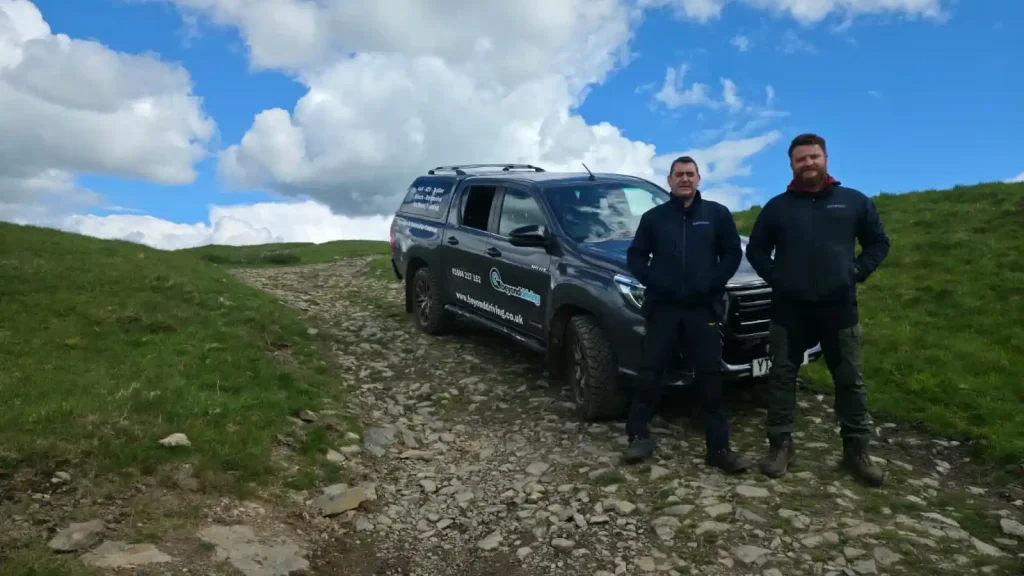 Beyond Driving 4x4 vehicle on rocky off road track during Lantra operator training in the Lake District