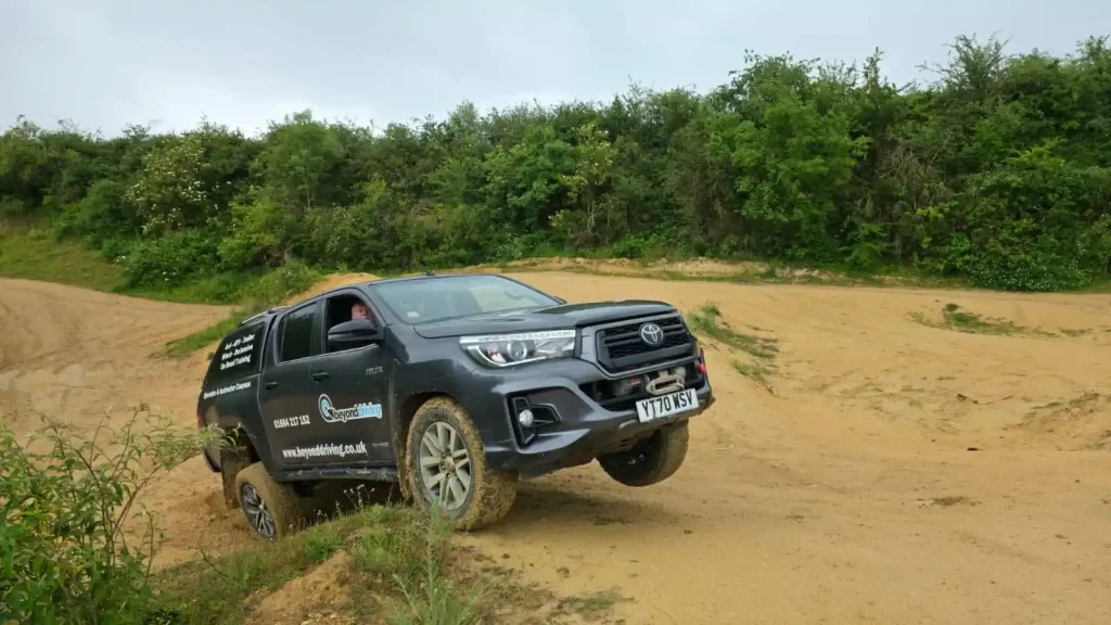 Beyond Driving delivering Lantra 4x4 operator training in wet off-road conditions near Peterborough.
