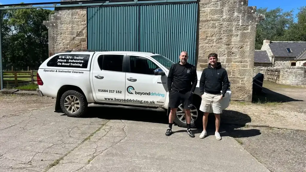 Beyond Driving vehicle and candidate during Lantra 4x4 course near Lossiemouth