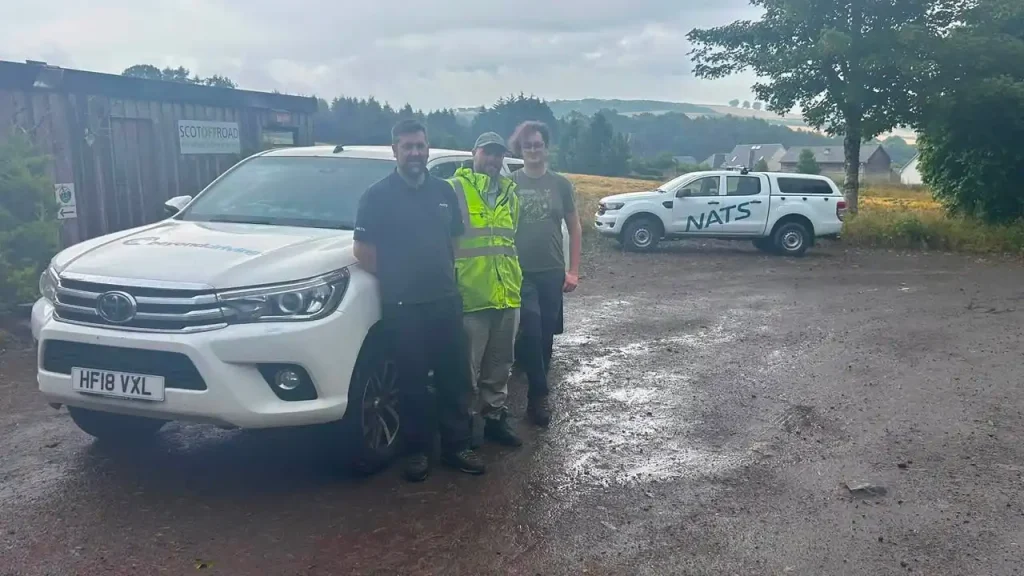 Beyond Driving instructor and NATS delegates after completing Lantra 4x4 operator training in Fife, Scotland