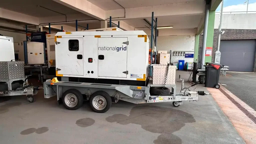 National Grid generator trailer used during Lantra trailer handling training at Stoke depot