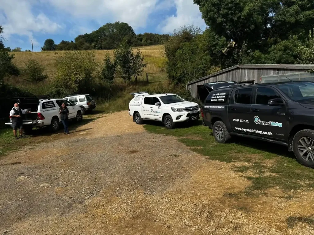 Beyond Driving 4x4 training vehicles at a practical off-road training site
