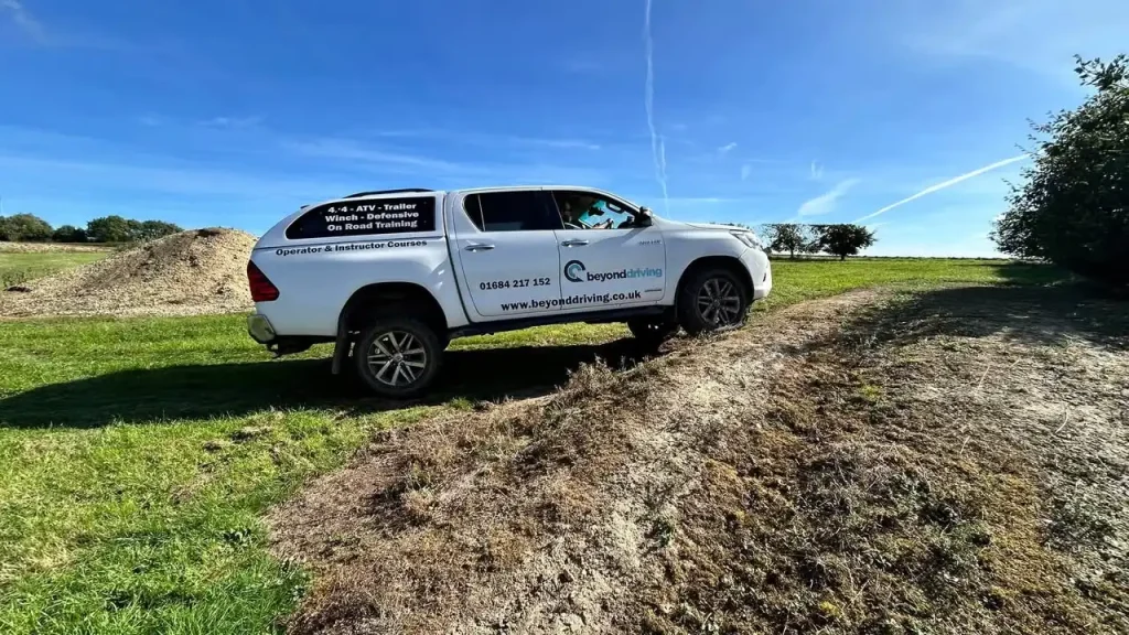 Beyond Driving demonstrating controlled 4x4 driving over uneven ground during Lantra training