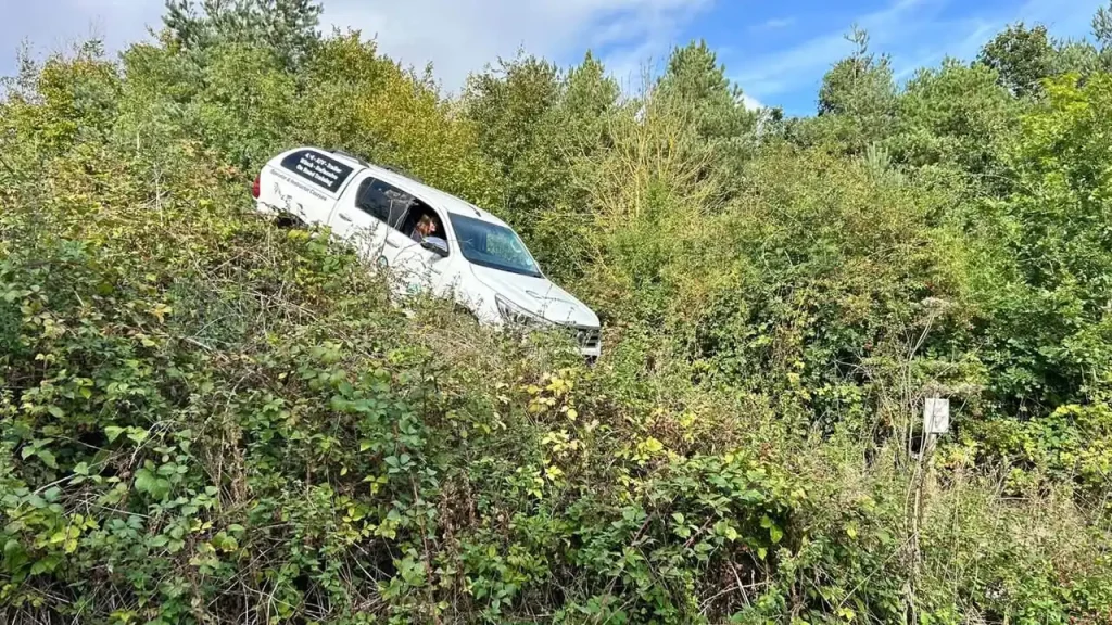 4x4 vehicle negotiating challenging off-road terrain during Laing O’Rourke driver training